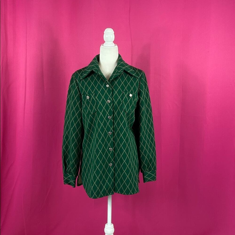 Vintage 60s 70s Queen Casuals dagger collar button down shirt jacket 15 or 16‎